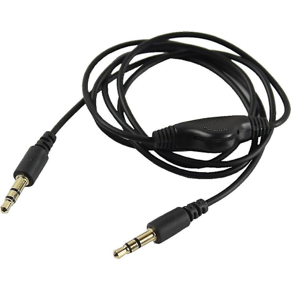 2 stk. 3,5 mm M/m Stereo Hovedtelefon Audio Forlængerkabel Med Lydstyrke Kontrol Sort