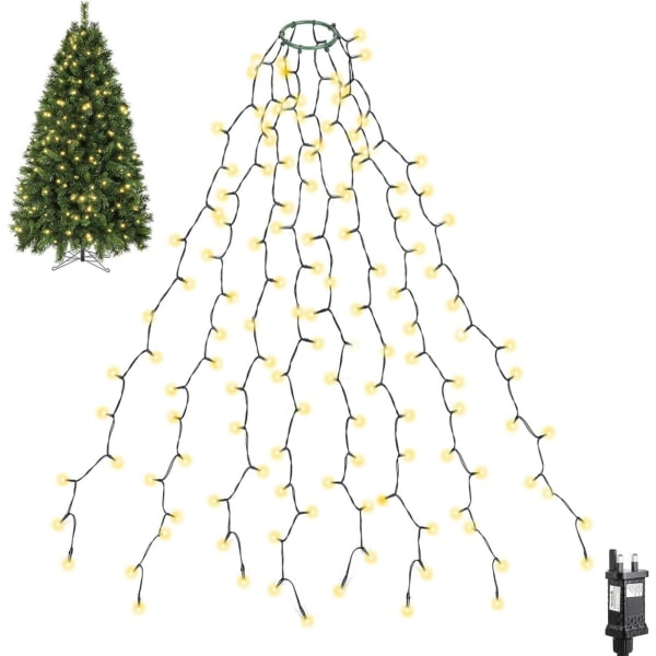 Julgransbelysning 2m * 8 rader, 280 LED-ljusslingor för 1,8-2,4m träd