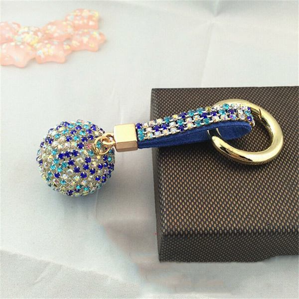 Nitarmband i Läder med Kristallkula Hänge Nyckelring 5