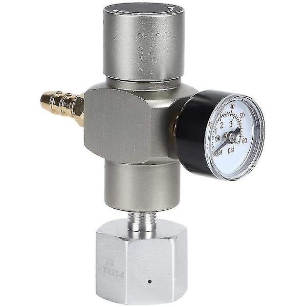 CO2 Trykkregulator, 2 i 1 Mini CO2 Gassregulator Sodatrykkmåler med 3/8 tommer til TR21.4 Adapter