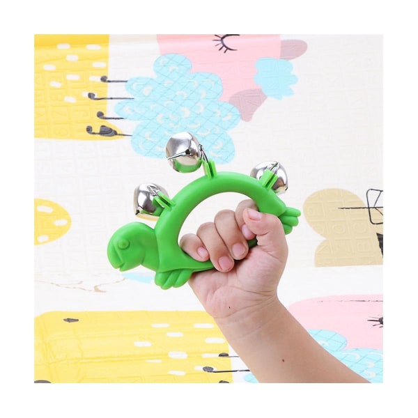 Turtle Shape Hand Handheld Tambourine With 6 Jingle Metal For Kid Toy Musical Instrument