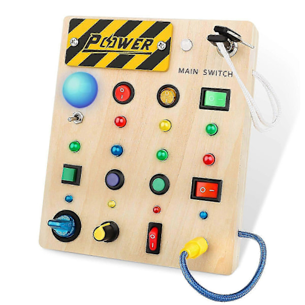 Busy Switch Lights Leksak Småbarn Trä Busy Board Leksaker Rolig Gåva För 1-3 År