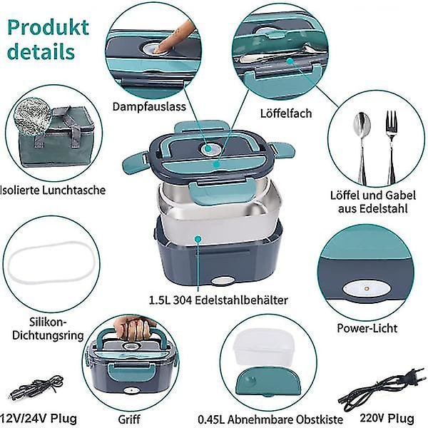 Sähköinen lounaslaatikko lämmitin 3-in-1 autoon, kuorma-autoon ja työhön