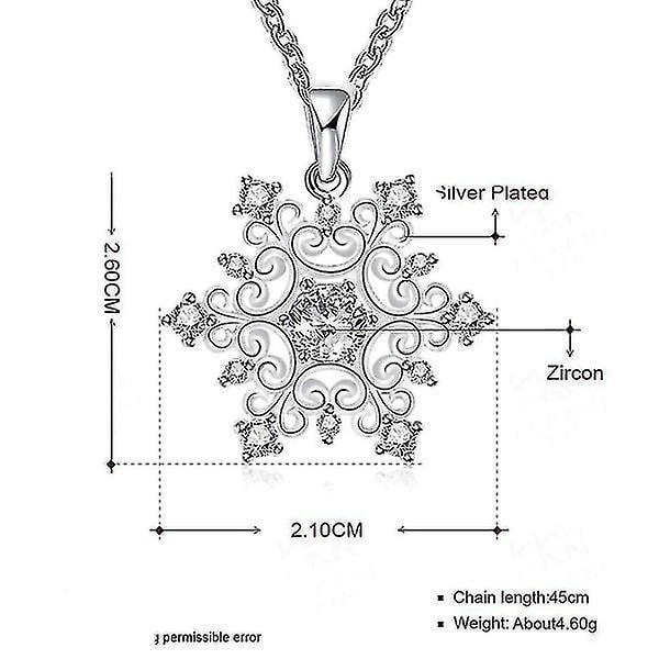 Snöflinga Hänge Kristall Julhalsband För Kvinnor Silverfärg Söta Halsband För Tonårsflickor 18 Tums Länkkedja Mors Dag