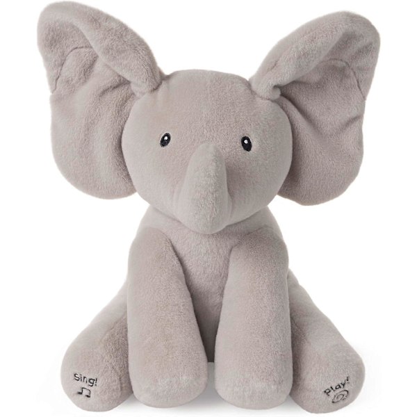 Baby  Animated Flappy The Elephant Stuffed Animal Baby Toy Plush for Baby Boys and Girls, Gray, 12" (Styles May Vary)