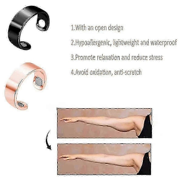 4 pakke Lymfedrænage Terapi Magnetiske Ringe, Justerbare Lymfedrænage Ring Terapi Magnetiske Ringe