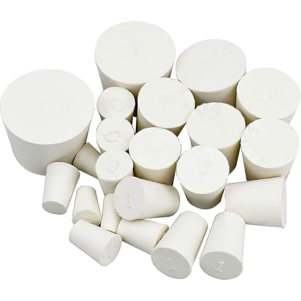22 stk. Solide Gummistop, Solide Koniske Gummistop Til Laboratorium (størrelser 000# -8#)