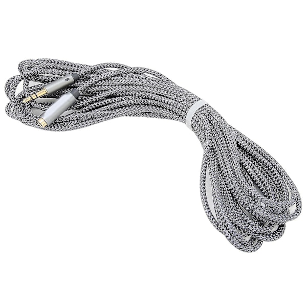 5m/16.4ft Nylonflettet Gullbelagt 3.5mm Hann til Hunn Hodetelefonforlengelseskabel