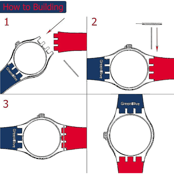 Erstatningsreim i vanntett silikon for Swatch-klokke (17mm 19mm 20mm) (17mm, Regnbuefarge)