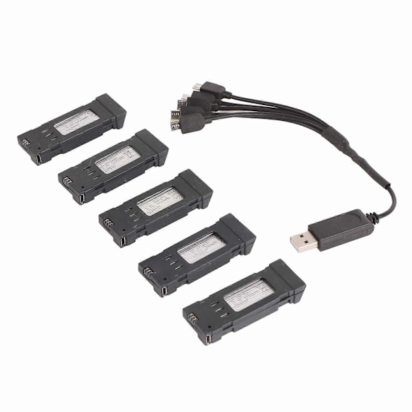 3.7V 1200mAH Lithium Batteri Bærbart Drone Batteri med 5 i 1 Opladerkabel til E58 L800 JY019 RC Quadcopter Reservedel