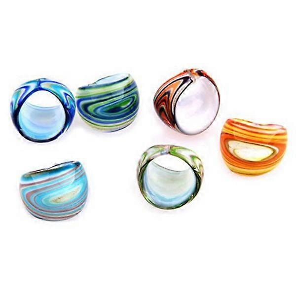 6 kpl Lampwork-lasi bändirenkaita 17-19mm monivärisiä KUUMIA