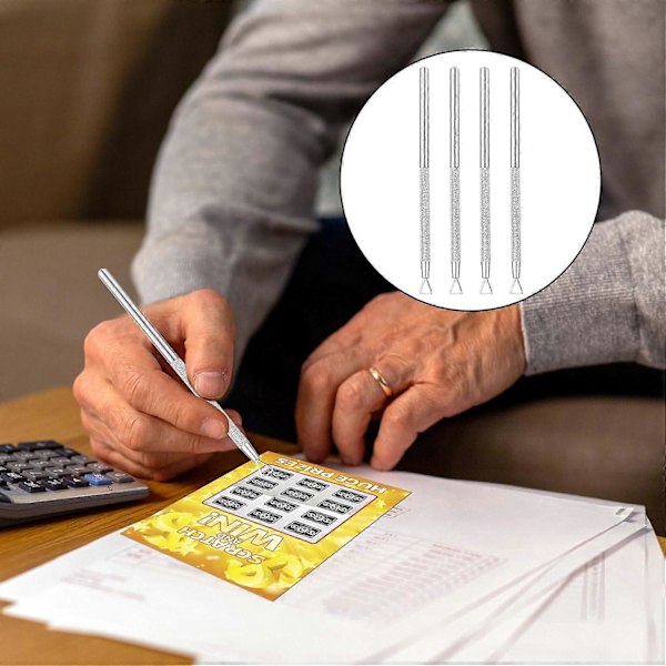 4 st Metalliska Lottokortsskrapare, Multianvändbara Scratchmaster Lotto-skrapare