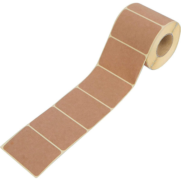 2x3 tum bruna Kraft-klistermärken (300 per rulle) - Rektangulära tomma klistermärken för butiksägare, hantverk, organisering, burk- och konservetiketter, pris