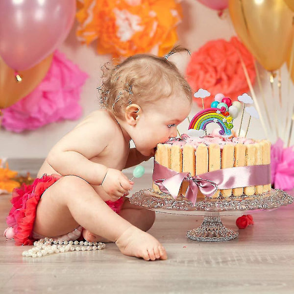 12-delt kakepyntsett med regnbue og sky - Kakepynt for barn, bursdag, babyshowerfest