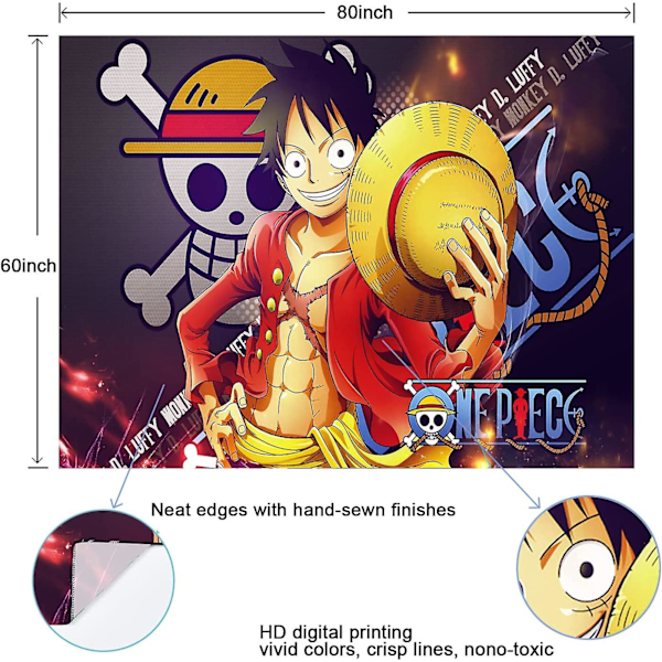 Anime One Piece Luffy Vægtæppe Væghængende Baggrund Party Banner Dekoration 60x80in