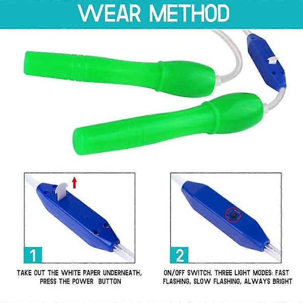 Piao 2-pack LED hopprep, justerbar längd och tre ljuslägen, snabbt hopprep för barn, ljusshow, fitness