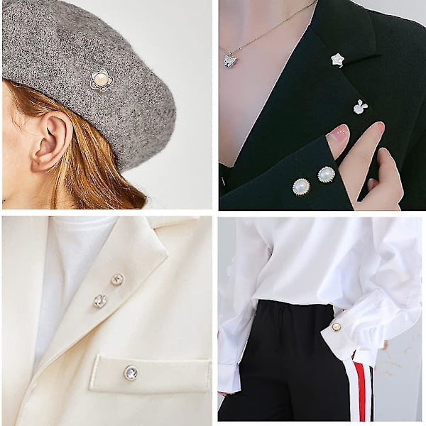 20 stk. Kvinders Skjorte Brosche Knapper Perle Ingen Sy Knappenåle Sikkerhed Rhinestones Mini Brosche Knappenåle