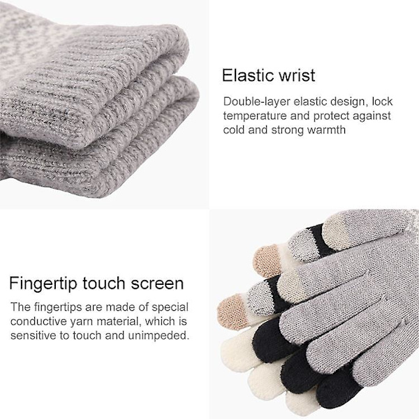 Vinter Touch Screen Hansker Kvinner Menn Varme Stretch Strikk Votter Imitasjon Ull Tykk Full Finger Hansker