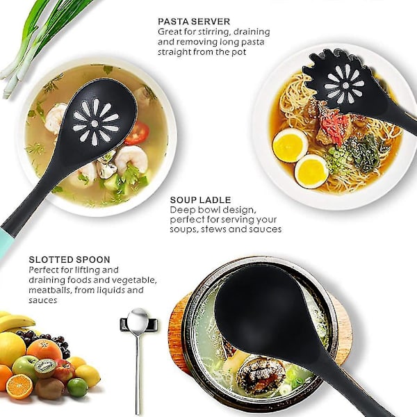 Nylon Køkkenredskaber Non-stick Stegespade Ske Tæt Mere Madlavning Køkken 2-delt Sæt