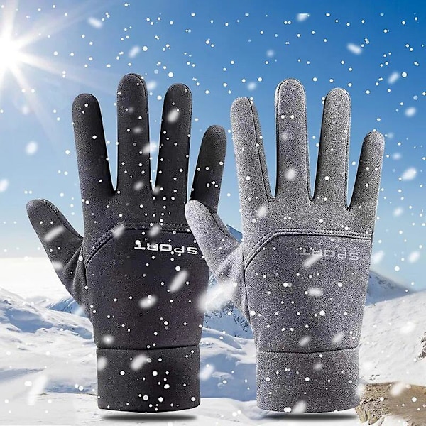 Håndske Mænd Vinter Vindtætte Cykelhandsker Udendørs Sport Ski Løbe Motorcykel Touch Screen Fleece Handsker Anti-slip Varme Fulde Fingre