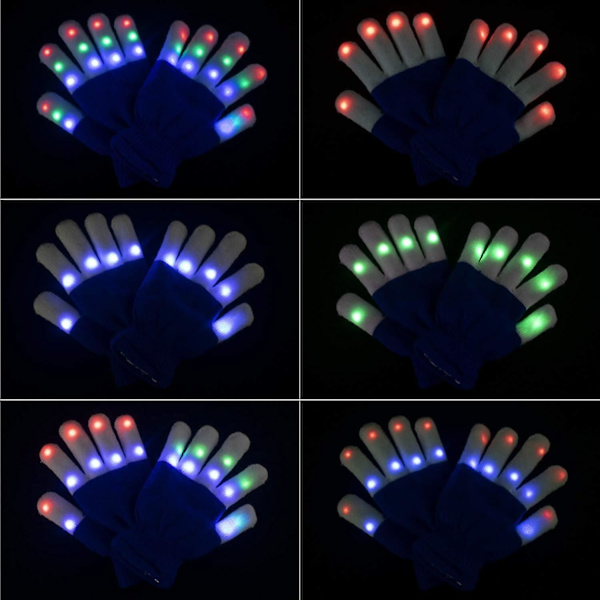 Barnehansker med lys, fingerlys, blinkende LED-hansker med lys for bursdagsfest, jul, julaften