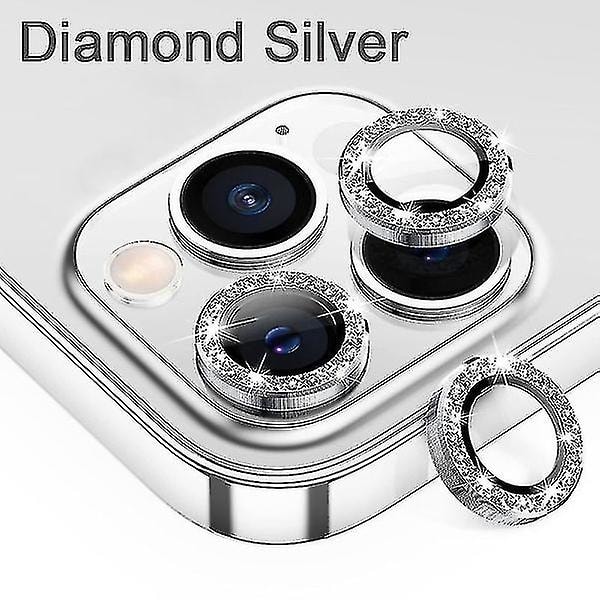 Linssi iPhone 14 Pro Max -kameralle Linssinsuojus Lasikalvo Timantti Hopea (2 KPL)