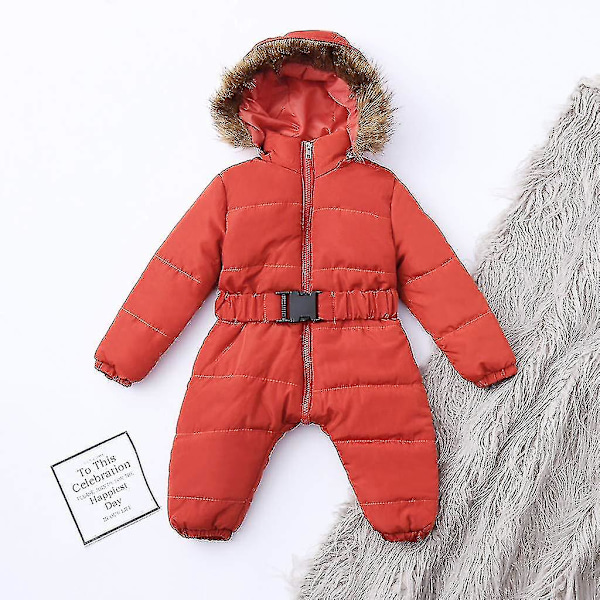 Unisex Baby Hooded Jumpsuit För 0-24 Månader Pojkar Flickor Jumpsuit Romper Med Pälskrage