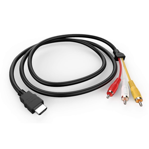 HDMI till 3rca-kabel, 5 fot/1,5 m HDMI hane till 3-rca Video Audio Av-kabelkontaktadapter