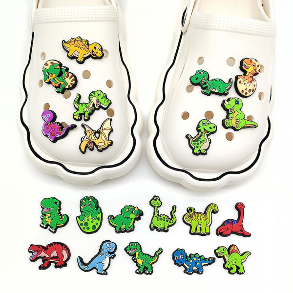 20 kpl Dinosaur-teemalla Crocs-kenkien riipuksia DIY-kenkien ja sandaalien koristeluun, kenkävarusteiden sarja, lahjat