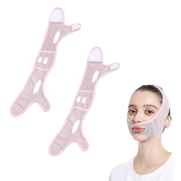 2-pack Skulpterande Sömnmask för Ansikte, V-Linje Ansiktsbantningsmask, Hakrem, Ansiktslyftbälte, Ansiktsåtstramande Hudmask, Skönhetshalsmasker för