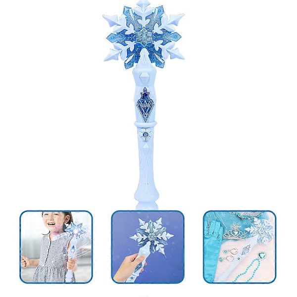 2 stk. Cosplay Tilbehør Legetøj Piger Lys Snefnug Tryllestave Lysende Tryllestav Legetøj LED Snefnug Tryllestav Plastik Prinsesse Tryllestav