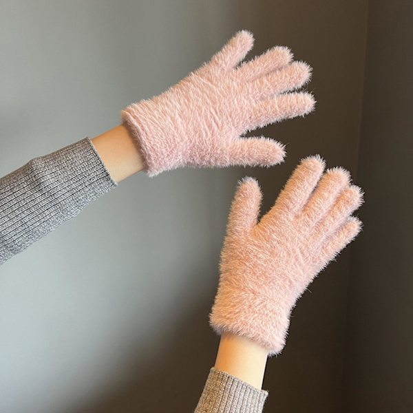 1 Par Vinterhansker for Damer Vindtette Tykke Varme Fem Fingre Elastisk Mansjett Myk Slitesterk Anti-Skli Sykling Utendørs Hansker
