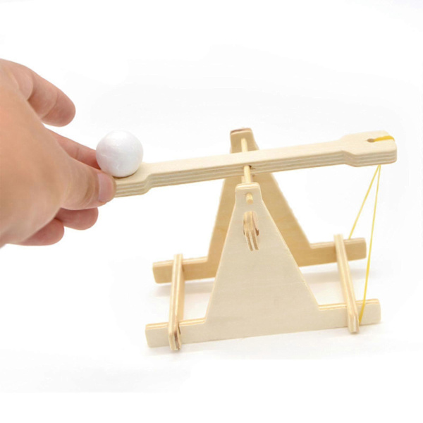 2x Barnbyggset Katapult Trebuchet Sats Trämodeller Samlarobjekt