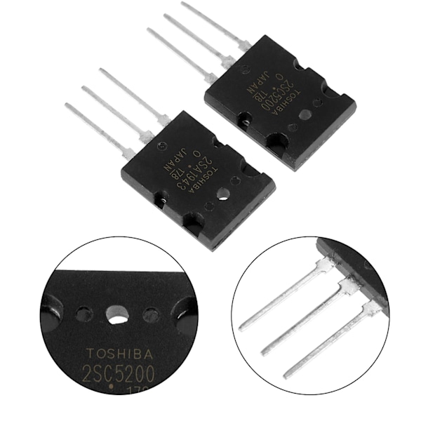 5 Par Sort 2SA1943 2SC5200 Højtydende Matchede Audio Transistorer