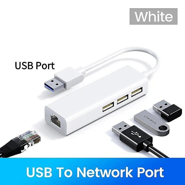 USB Ethernet Adapter USB Type C til Rj45 Lan-port 100 Mbps Gigabit Nettverkskort USB 2.0 Dokkingstasjon for PC Datamaskin Laptop