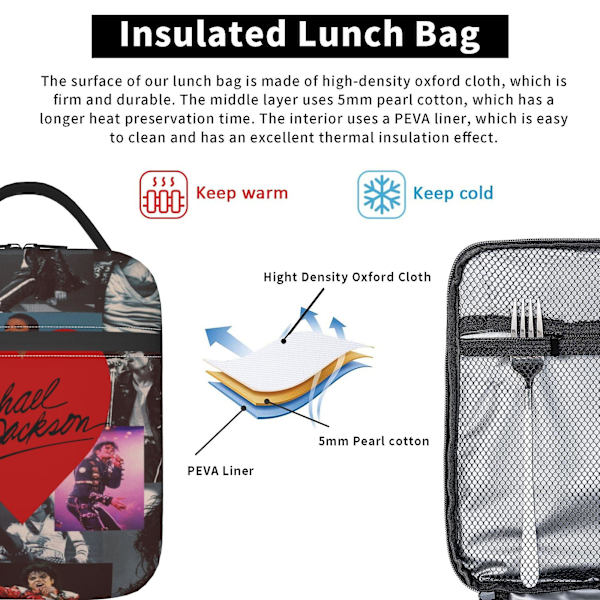 q4418Söt Michael Singger Jack-Son Lunchväska Cartoon Lunchbox Återanvändbar Isolerad Lunchväska Matväska För Skola Kontor Arbete Vandring PicknickstCB5971