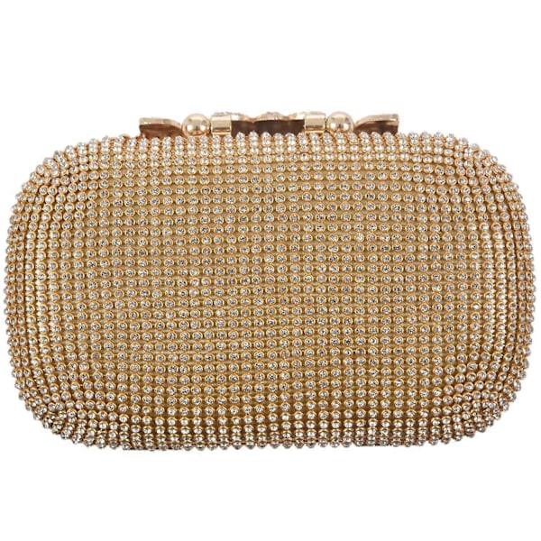 Unik Guld Rhinestone Taske Clutch Pung Fest Bryllup Prom