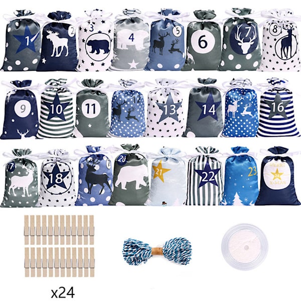 Julkalender-presentpåsar 1-24 Hängande påsset Julgåva-stil5