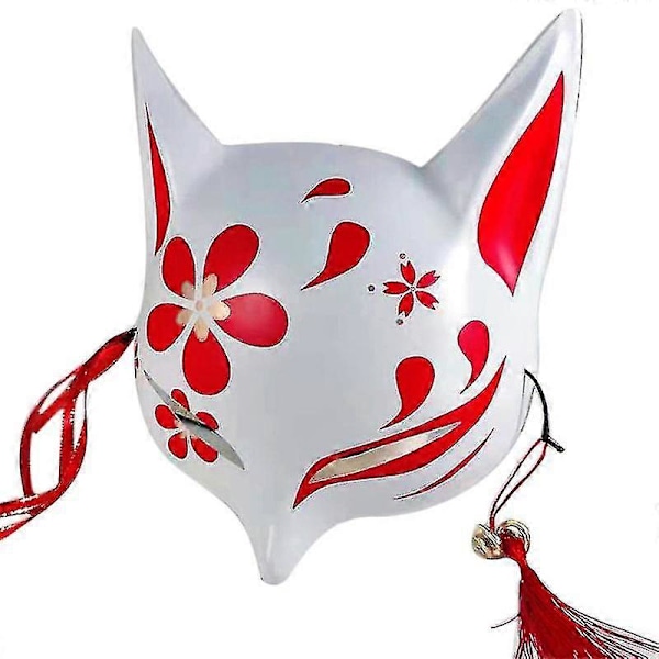 Kitsune Revemasker For Cosplay Japansk Kabuki Tradisjonell Halloween Fest Kostyme Tilbehør Med Justerbar Bandasje