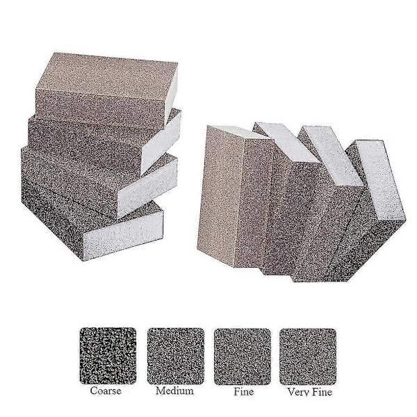 8-pak Slibesvampe Grove Fine Slibeklodser I 60-220 Korn Sandskum Sandpapir Til Metal Træ
