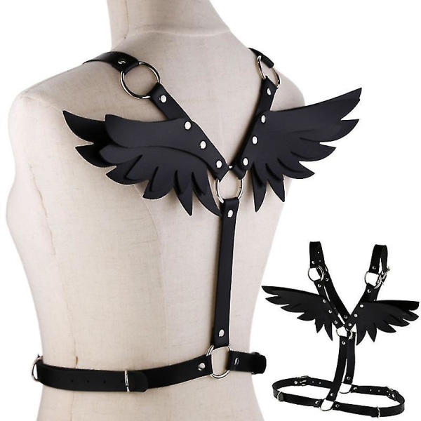 Kvinnelig Gotisk Sexy Lær Angel Body Harness Belte Angel Wings Harness Midje Belte