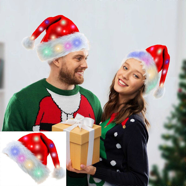 Ljusupplyst Julhatt Tomtehatt Med Led-lampor Blinkande Tomtehatt För Vuxna Och Barn Julgåvor Tomtehatt Julhatt Julhelg