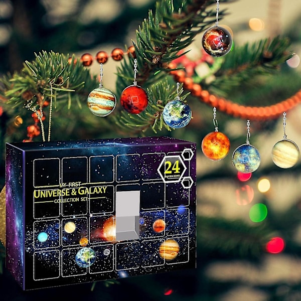 Rymdäventkalender - 24 Dagars Nedräkningskalender Kosmisk Galaxsamling Set - Planetarisk Samling Set - 2024 Adventkalender Set
