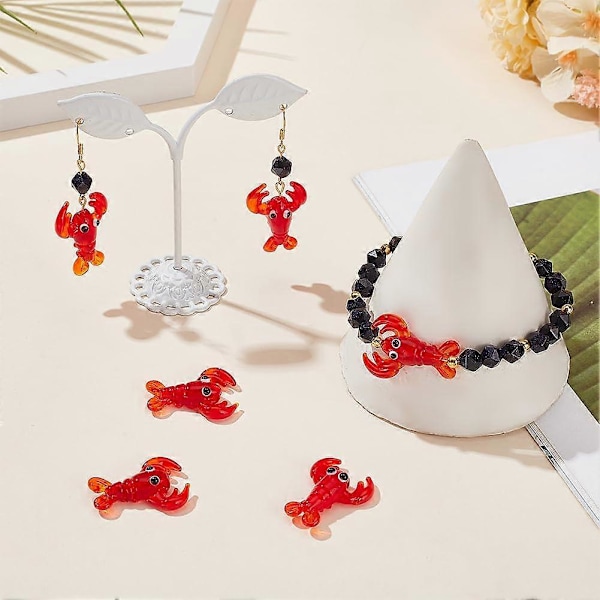 6 stk. Håndlavede Lampwork Krebs Perler Røde Hummer Spacer Perler 3D Dyr Løse Perler til Fest Karneval Dekoration Forsyninger Smykkefremstilling