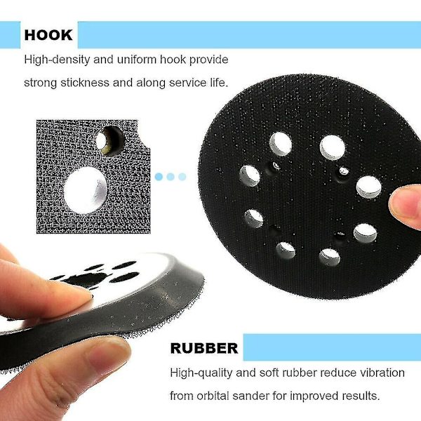 2 stk. Slibningspuder til Dewalt 5 tommer/125 mm 8 huller Krog-og-løkke slibeskive Dwe6421 Dwe6421k Dwe6423 Sander Backing Pad-YuJia
