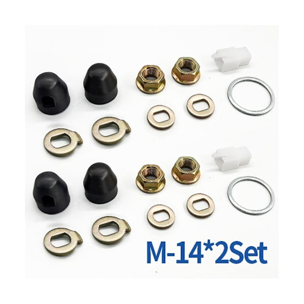M14 2Set Ebike Hjulmotoraxel 14mm Axelskruvlockbricka/Distans/Mutterkåpa E-Cykel Hjul Lås för