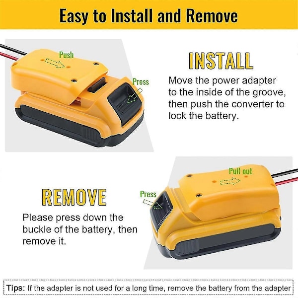 Power Wheels Adapter for 20V Batteri, Power Wheels Batterikonvertersett med Sikring, Bryter, Ledningsklemmer