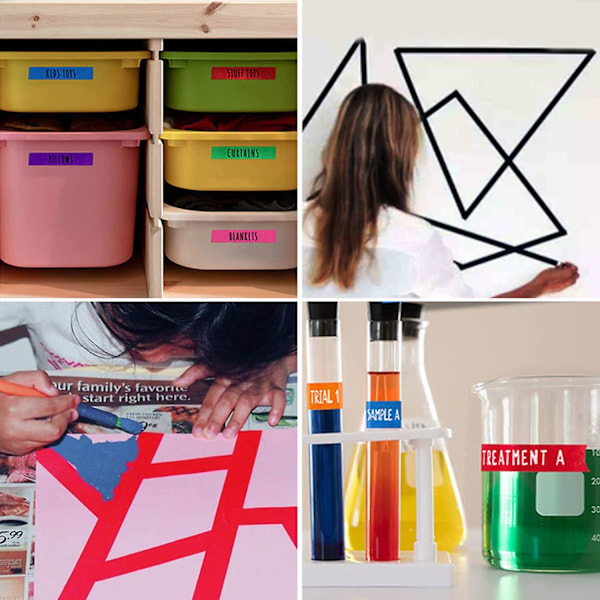 8-pack Färgad Maskeringstejp, Färgad Målartejp för Konst och Hantverk, Regnbågsfärgad Tejprullar, Barnkonstmaterial, Perfekt för Hantverk, Märkning, DIY