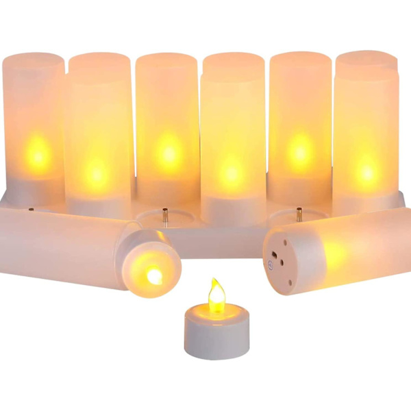 12 Genopladelige LED Flammeløse Lys 0