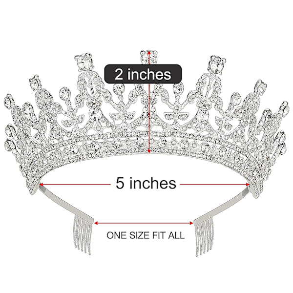 Dronning Elizabeth Rhinestone Krystall Bryllup Pageant Prom Tiara Krone Replika, Dronningkrone For Kvinner Jenter Tiara For Bryllup Halloween Fødselsdag